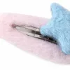 A pink plush hairpin with blue star decorations, a cute girl's headwear, can be worn alone Application Scenario